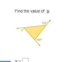 Solve for y and the exterior angels-example-1