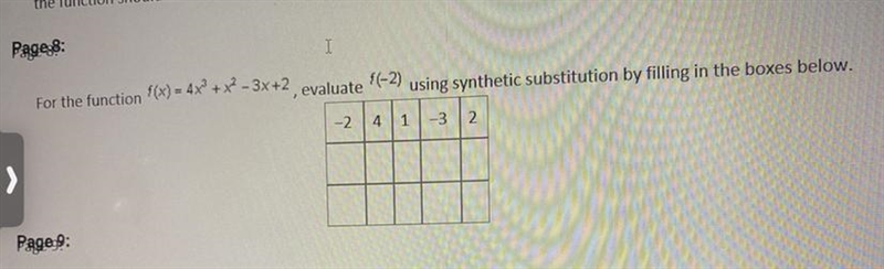 Pages: For the function (x= 4x2 + x -3x+2, evaluate f(-2) using synthetic substitution-example-1