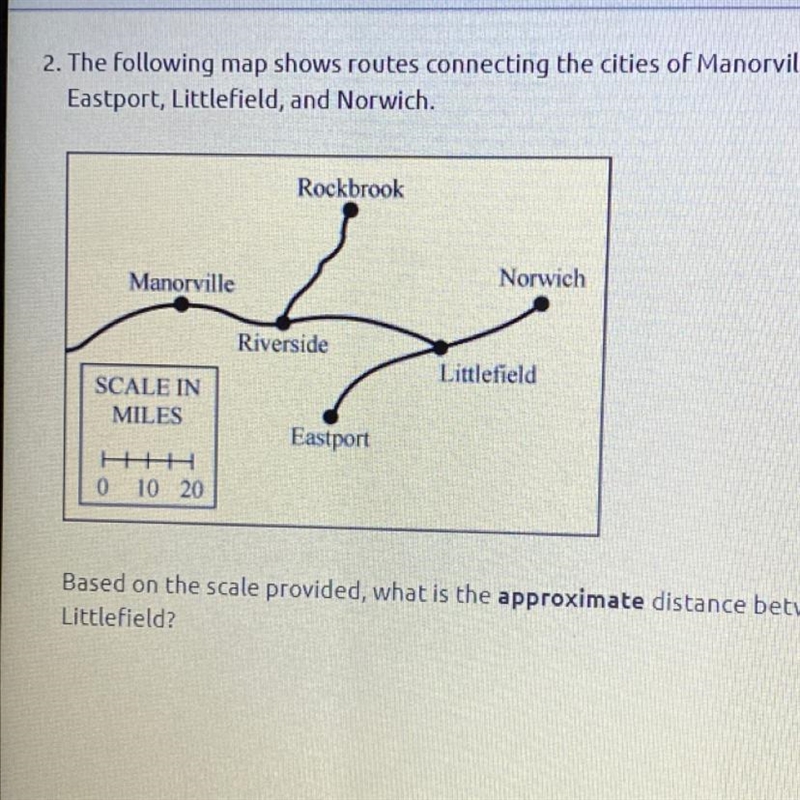 NEED NOW!! The following map shows routes connecting the cities of Manorville, Riverside-example-1