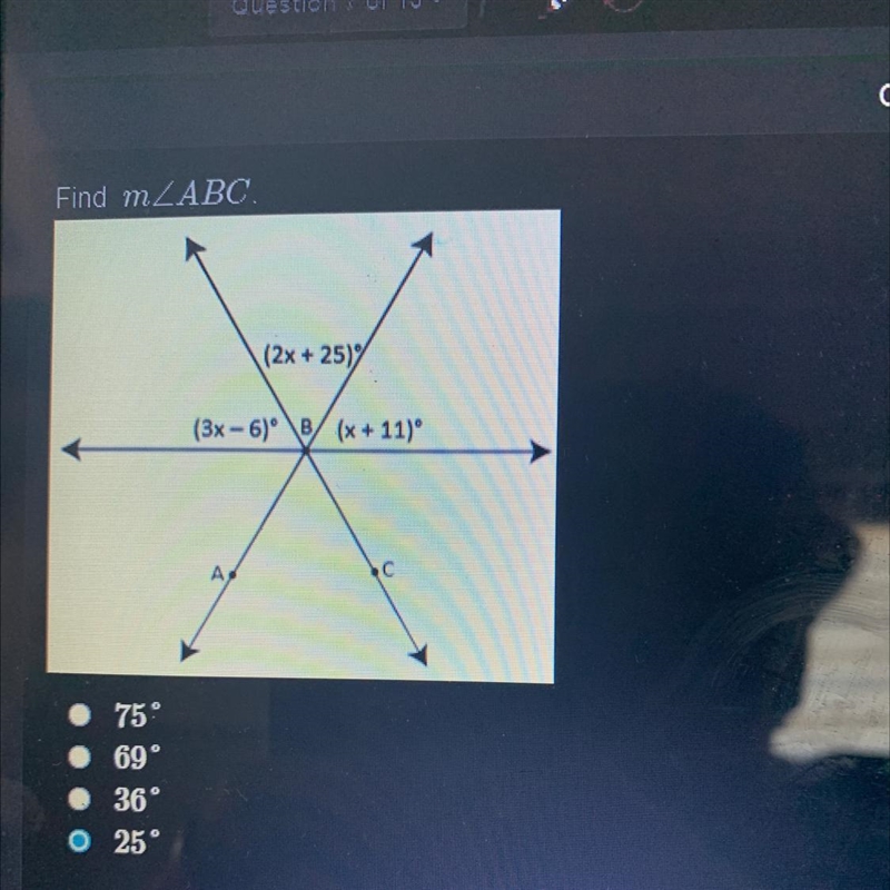 Find M of angle ABC-example-1