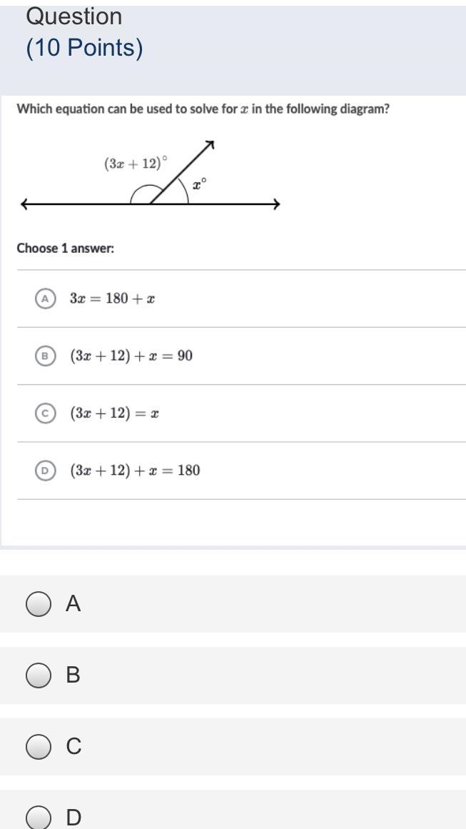 Which equation can be used to solve for x in the following diagram?-example-1