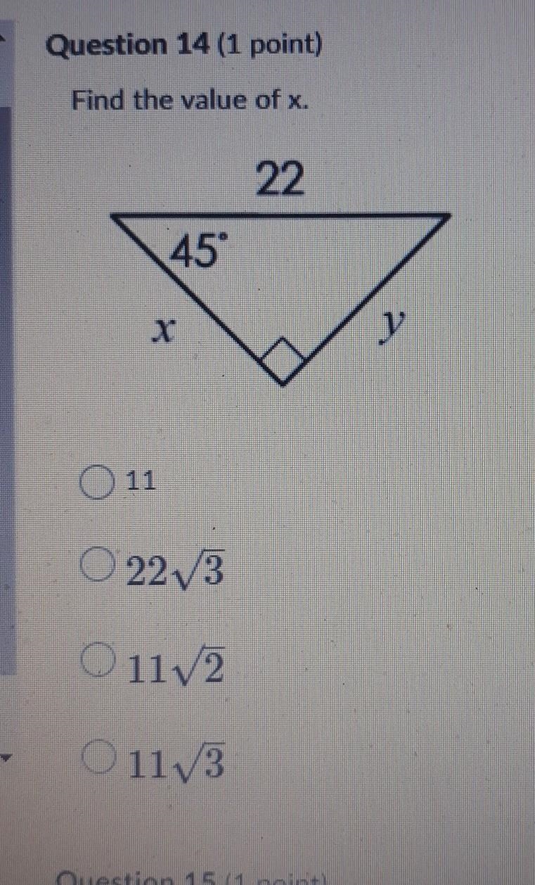 Find the value of x ANSWER IS NOT 11 √(3) NO LINKS OR SPAMS PLEASE! THANKS FOR THE-example-1