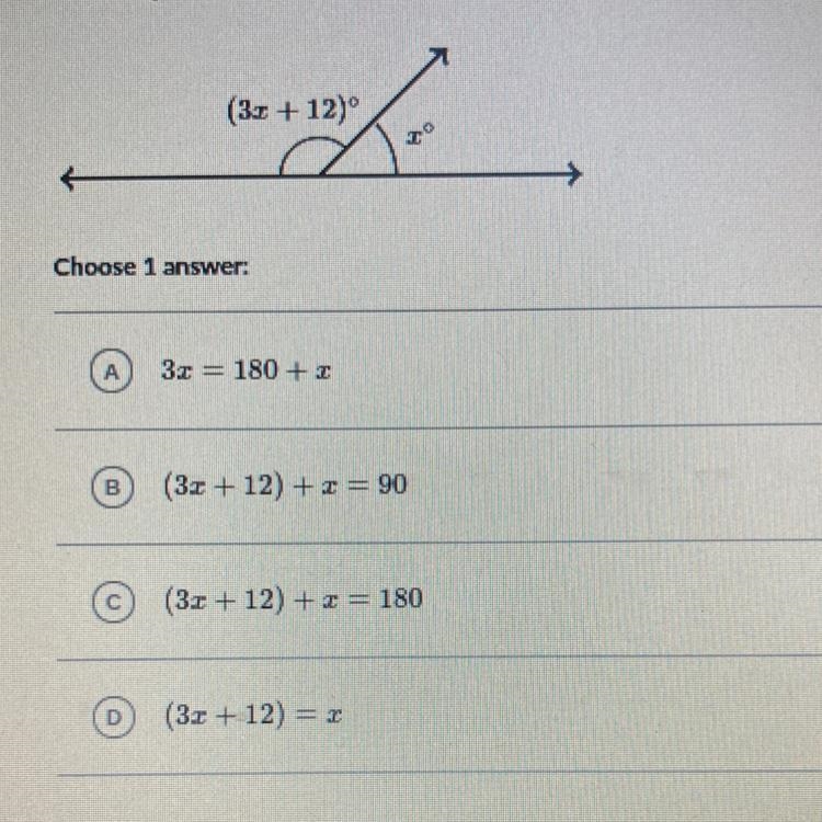 Which equation can be used to solve for x in the following diagram-example-1