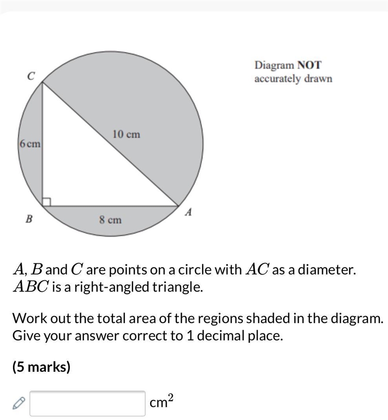 A , B and C are points on a circle with A C as a diameter. A B C is a right-angled-example-1