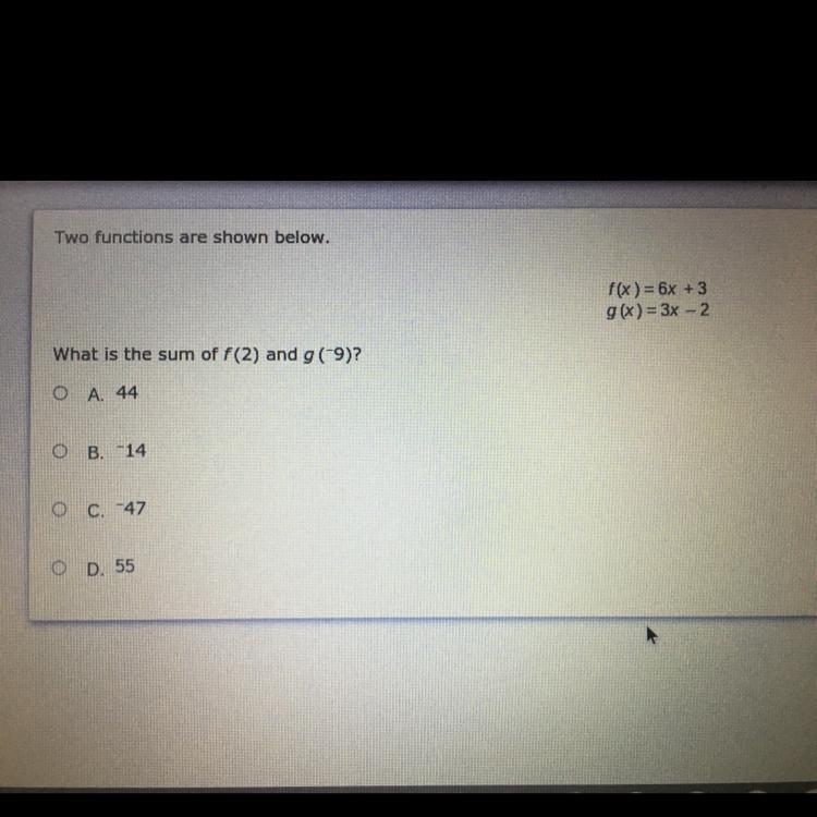 F(x) = 6x + 3 g(x) = 3x - 2-example-1