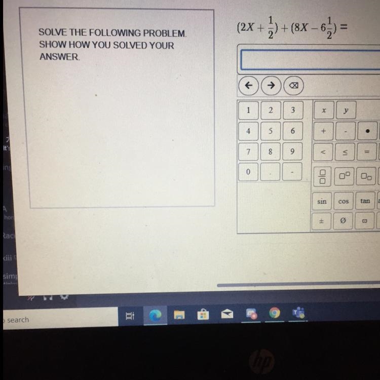 Need help!! (2x + 1/2) + (8x - 6 1/2)=-example-1