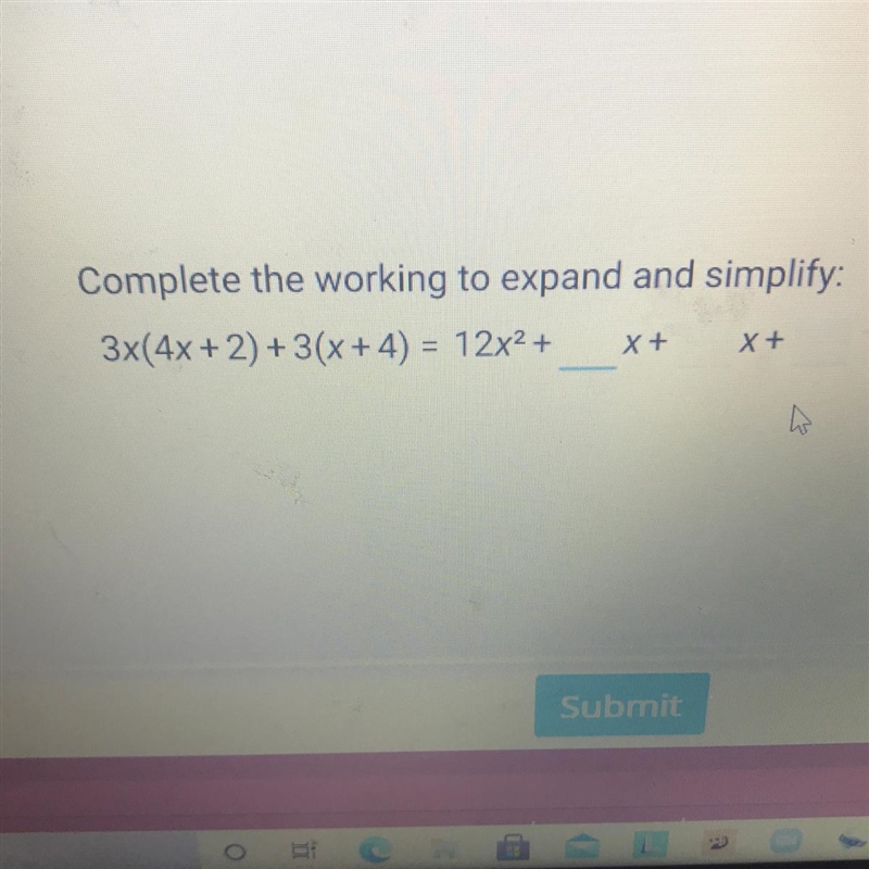 Plzzz HUURRYYY and pls explain Complete the working to expand and simplify: 3x(4x-example-1