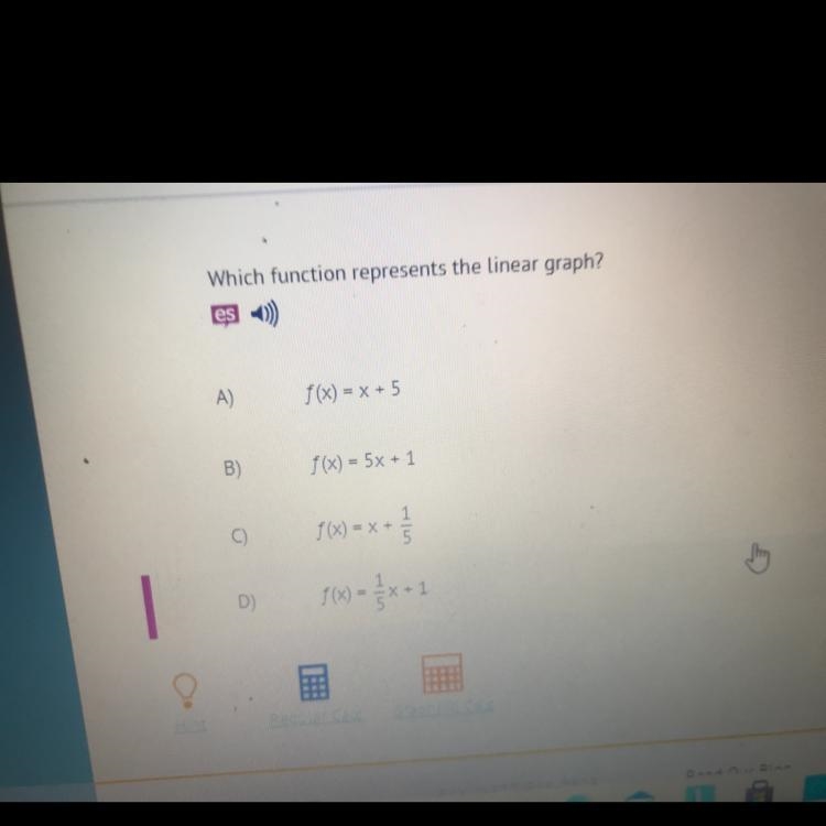 Which function represents the linear graph?-example-1