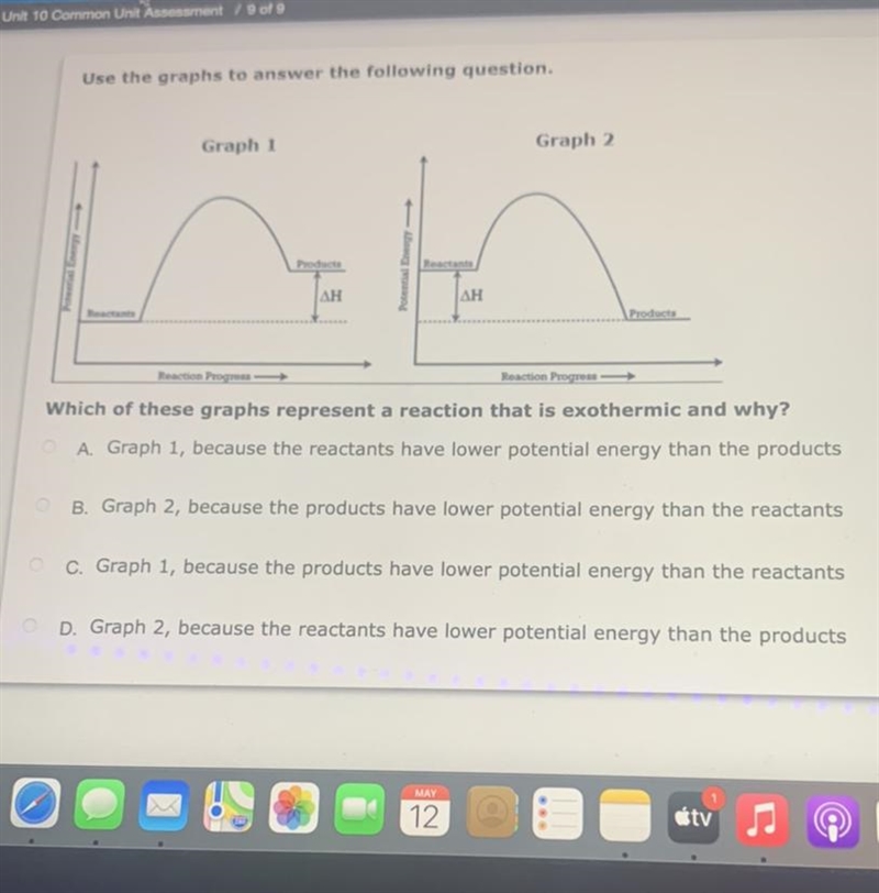 PLEASE HELP IM TAKING A TEST!! Which of these graphs represent a reaction that is-example-1