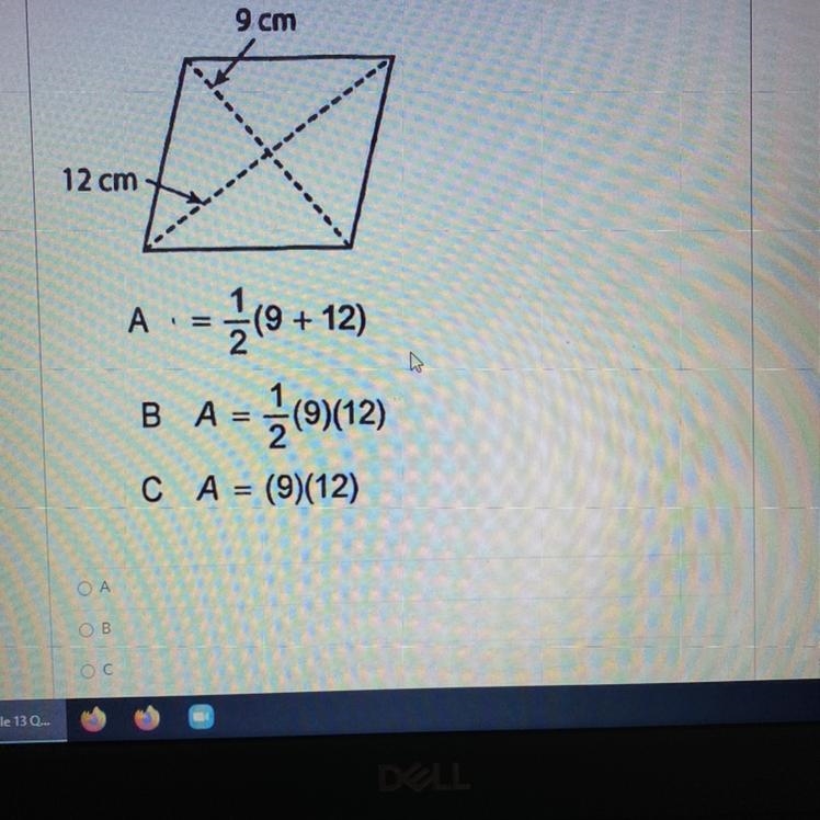 Which of the following equations could be used to find the area of the rhombus below-example-1