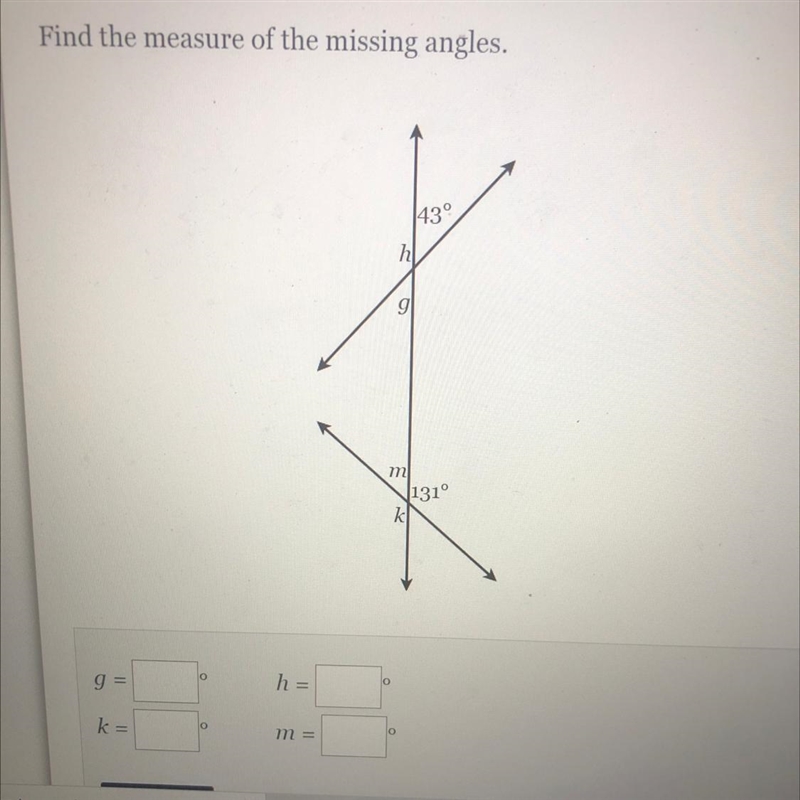 Please, help me!! My answer is g: 43 h: 137 m: 49 K: 31 But I'm not sure.-example-1