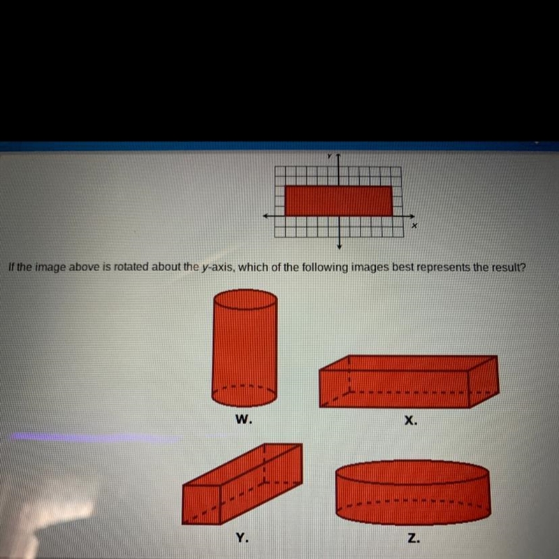 If the image above is rotated about the y-axis, which of the following images best-example-1