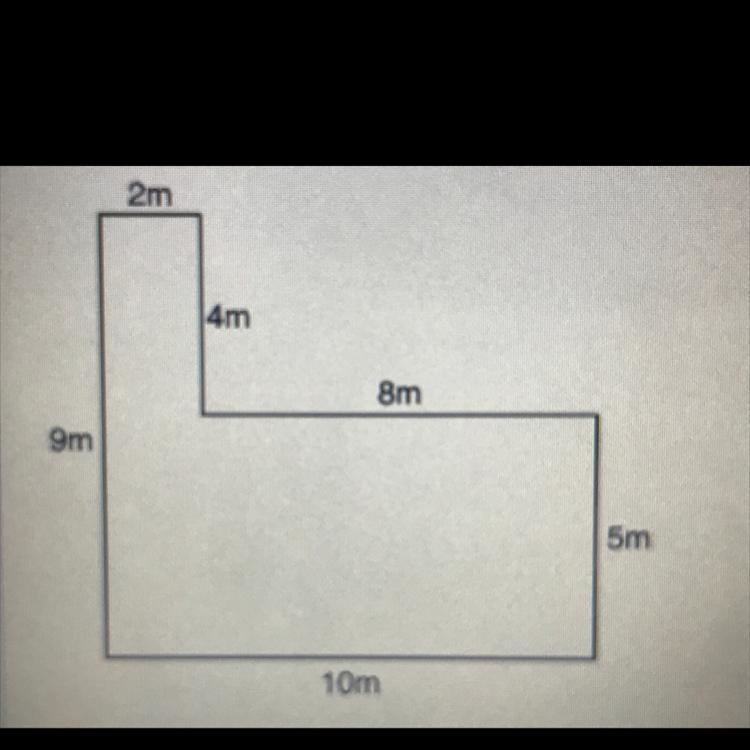 What is the area of this figure? 58m2 68m2 90m2 98m2-example-1