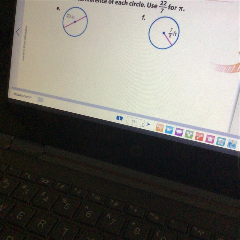 Find the circumference of each circle use 22/7 for pi-example-1