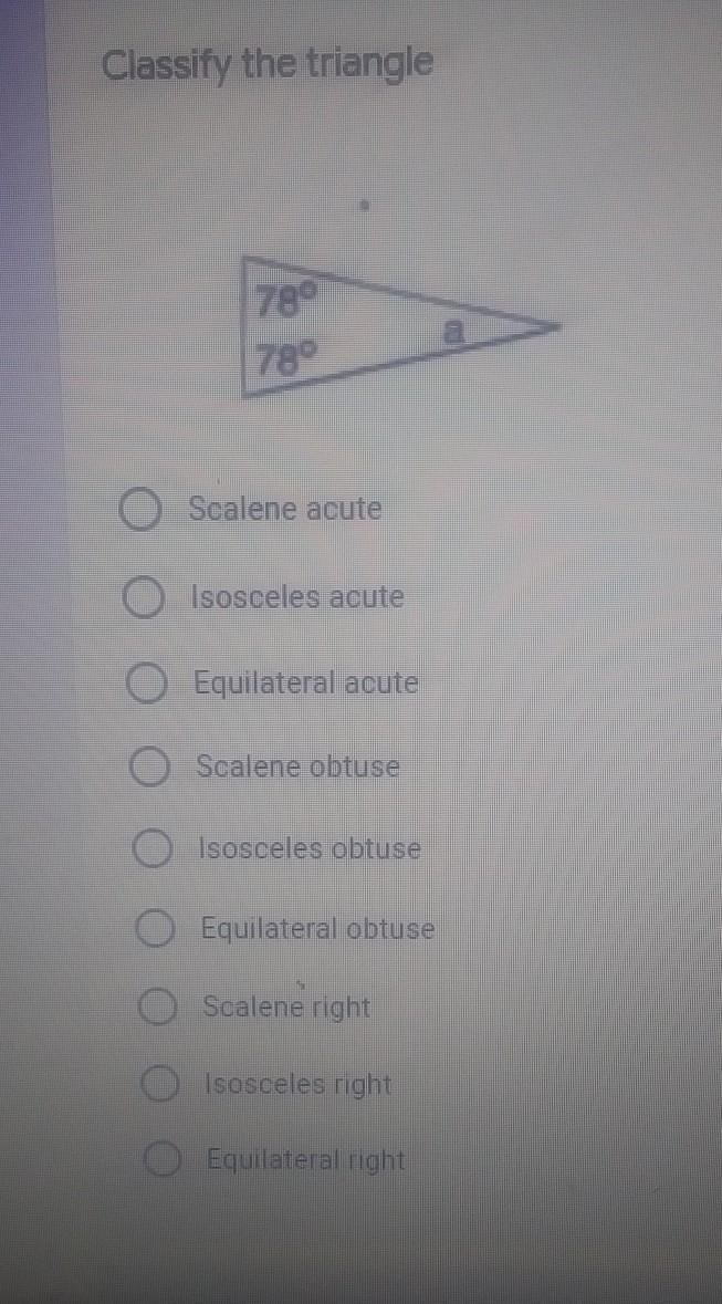 PLEASE HELP ASAP JUST CLASSIFY THE TRIANGLE NOTHING ELSE​-example-1