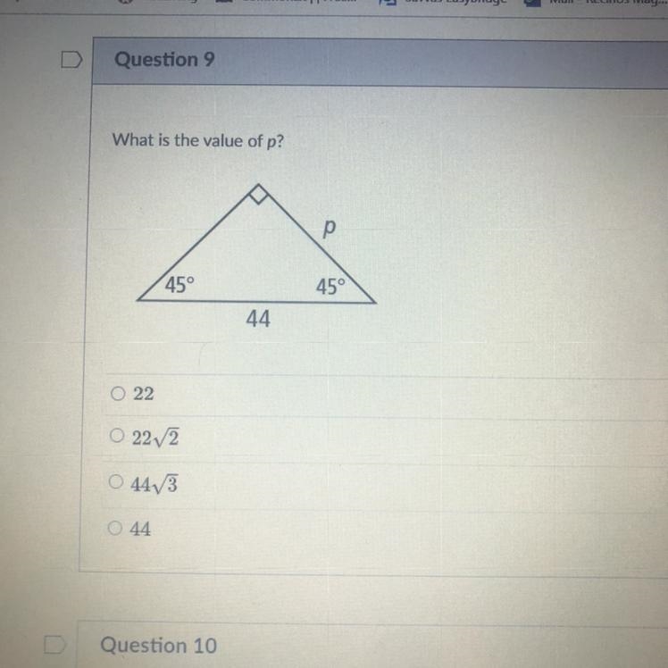 Р 45° 45° 44° what is the value of p-example-1