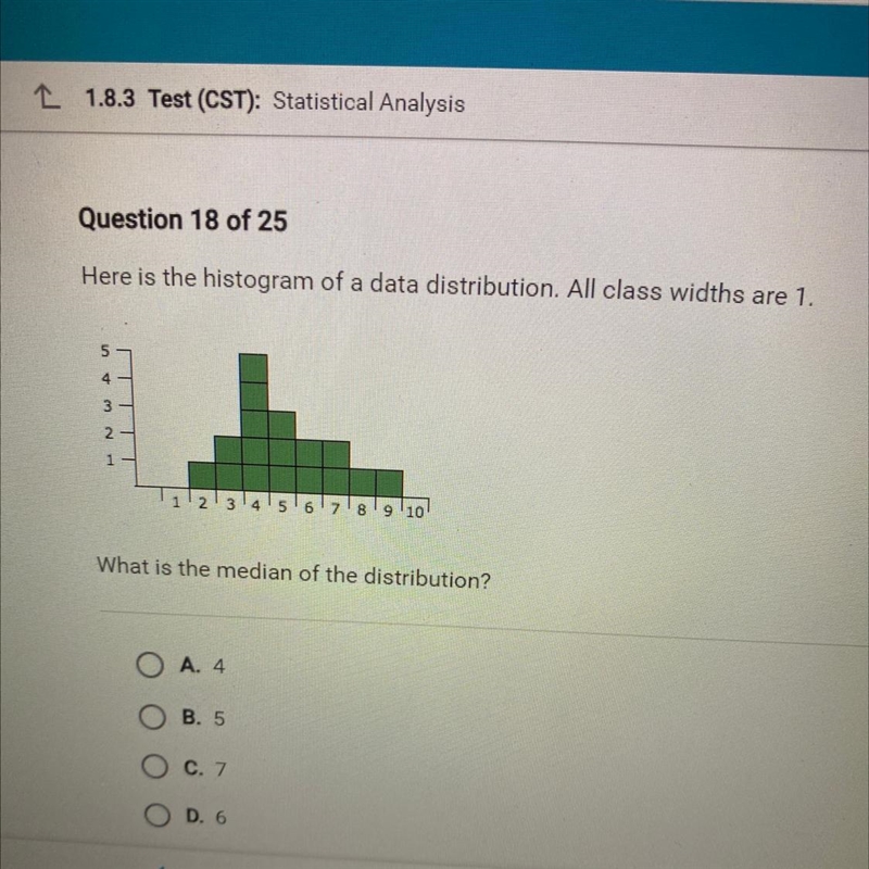 Here is the histogram of a data distribution. All class widths are 1. What is the-example-1