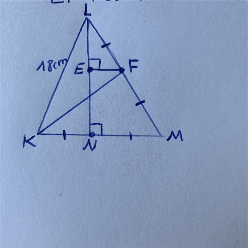 KLM is isosceles. Calculate the segment EF from the data in the drawing. HELP!!-example-1