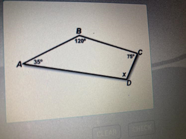 Which statement about x in quadrilateral ABCD is true?-example-1