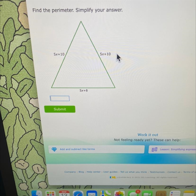 ￼ Find the perimeter. Simplify the answer-example-1