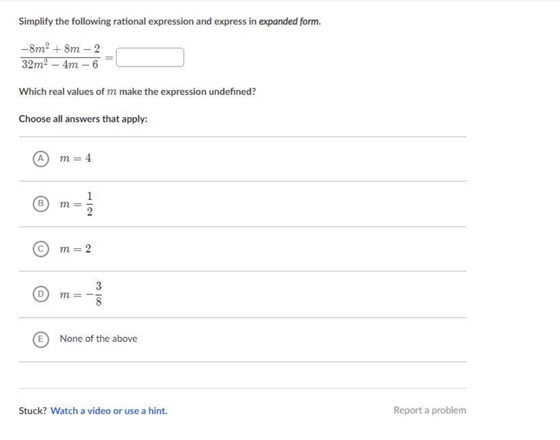 Simplify the following rational expression and express in expanded form.-example-1