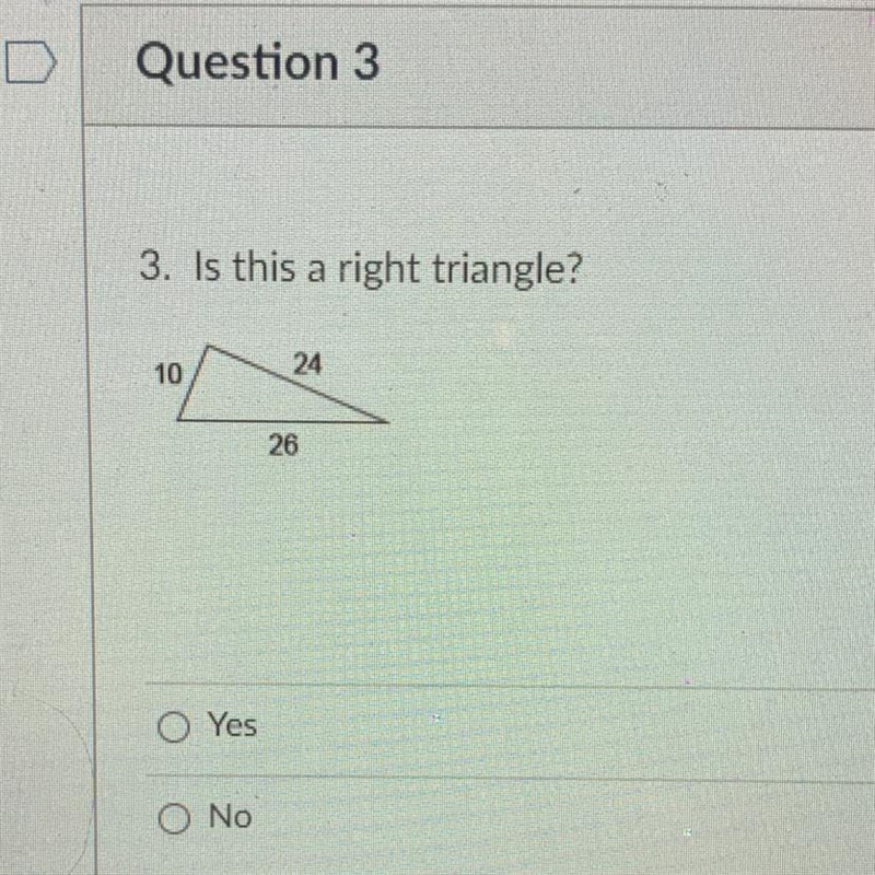 Is this a right triangle?-example-1