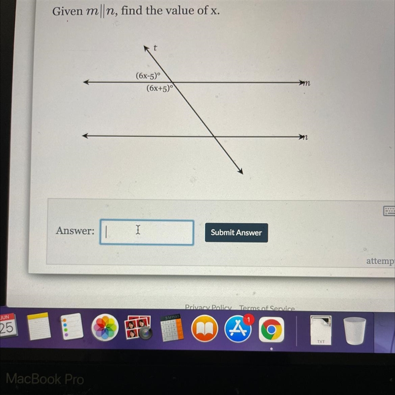 Given m||n, find the value of x.-example-1