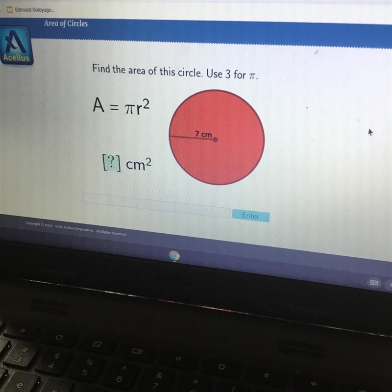 Find the area of this circle. Use 3 for pi-example-1