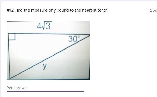 Find the measure of y, round to the nearest tenth-example-1