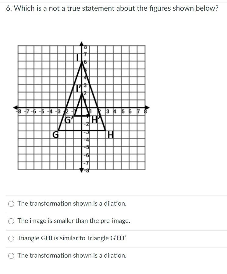 6. Which is a not a true statement about the figures shown below? this is do soon-example-1