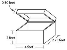 Kim is repainting a storage trunk shaped like a rectangular prism as shown. Kim will-example-1