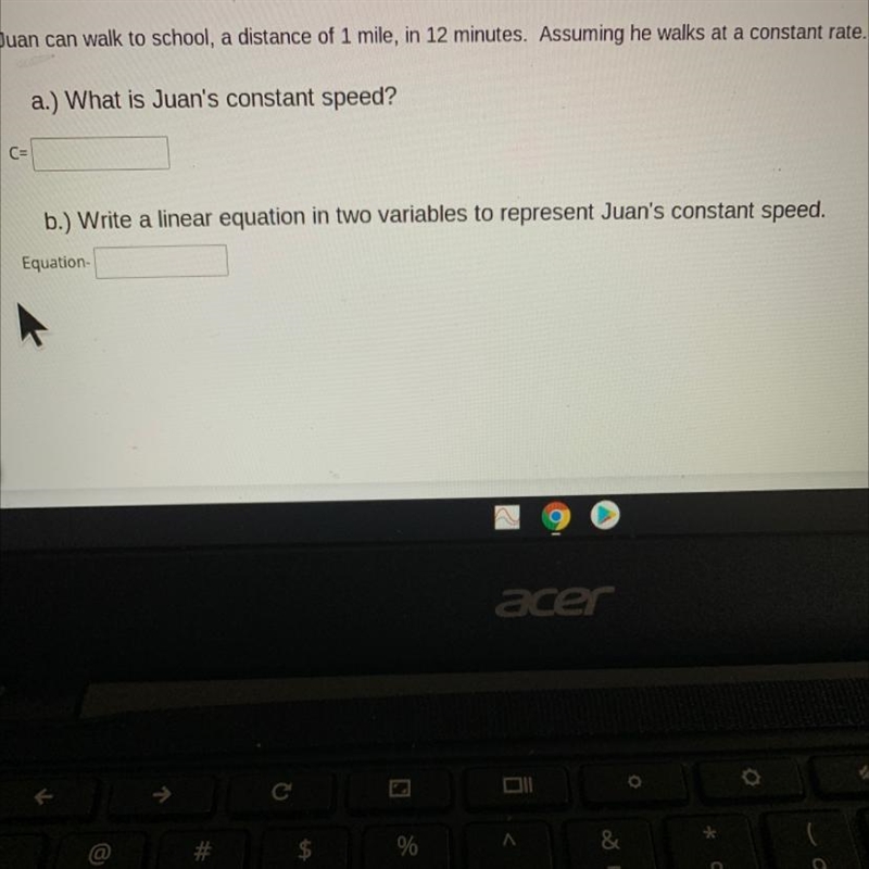 juan can walk to school a distance of 1 mile, in 12 minutes . assuming he walks at-example-1