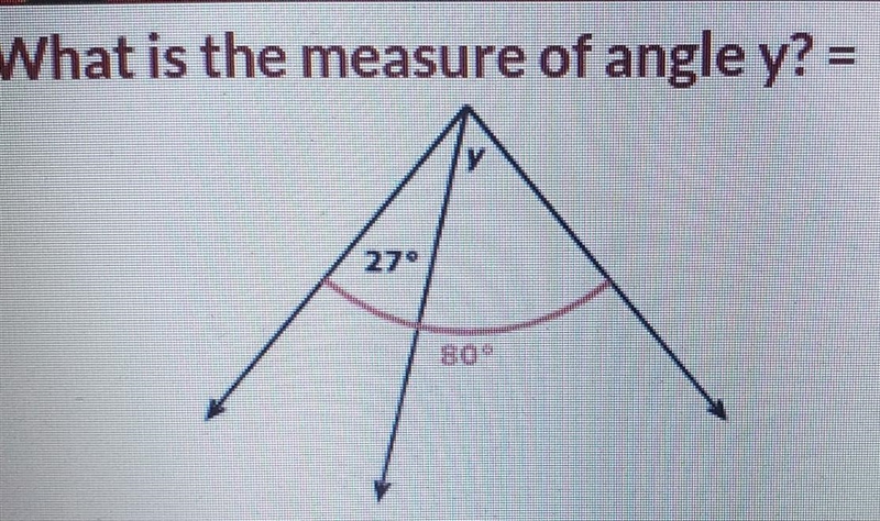 What is the measure of angle y? =​-example-1