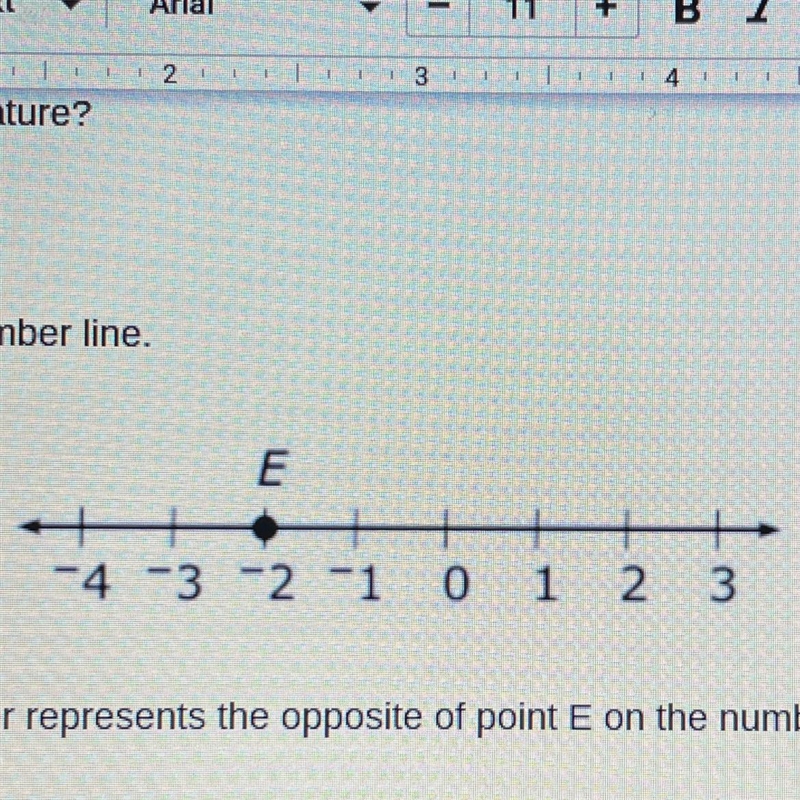 What number represents the opposite of point E on the number line?-example-1