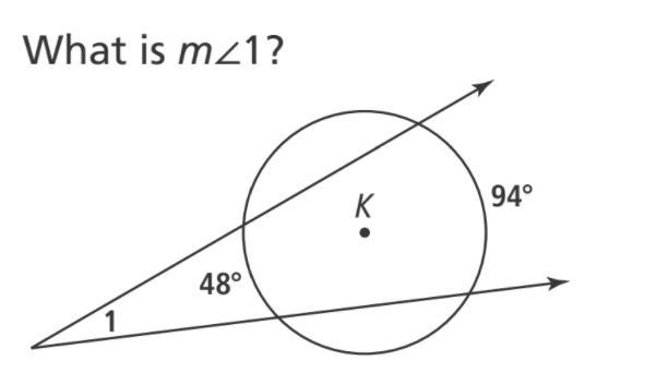 What is m<1? A. 21° B. 23° C. 24°-example-1