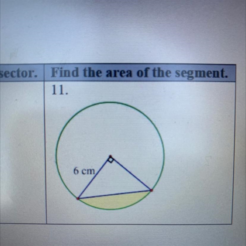 Find the are of the segment-example-1