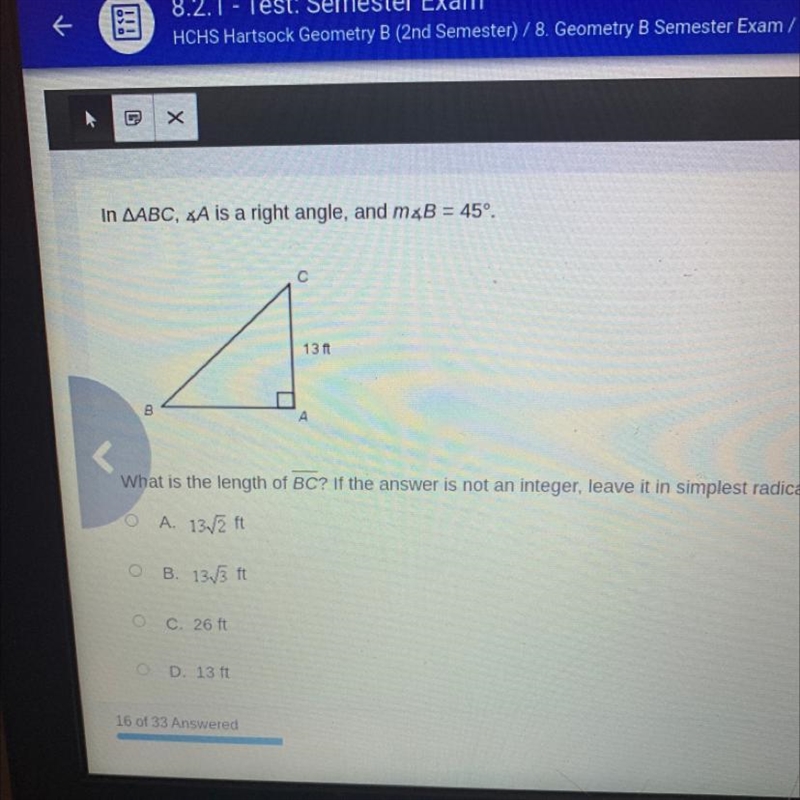 What is the length of BC? If the answer is not an integer, leave it in simplest radical-example-1