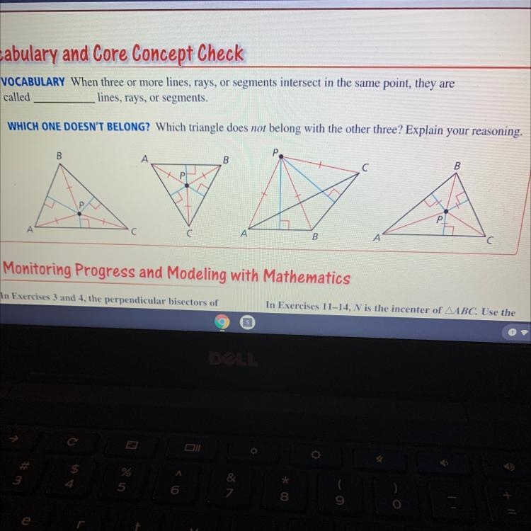 Which one doesn't belong? Which triangle does not belong with the other 3? Explain-example-1