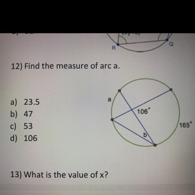 What is the measure of arc a ?-example-1