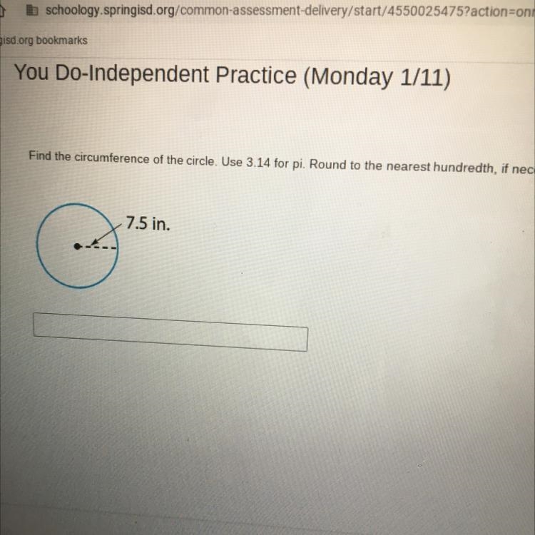 Find the circumference of the circle. Use 3.14 for pi. Round to the nearest hundredth-example-1