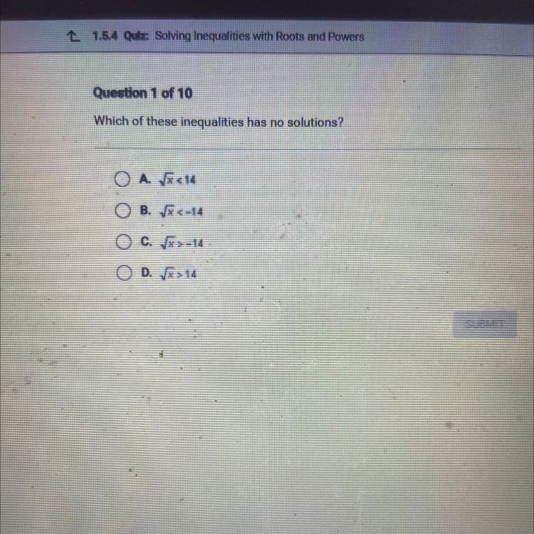 Which of these inequalities has no solutions?-example-1