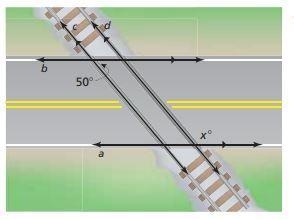 Below are a picture of parallel railroad tracks intersecting the parallel edges of-example-1