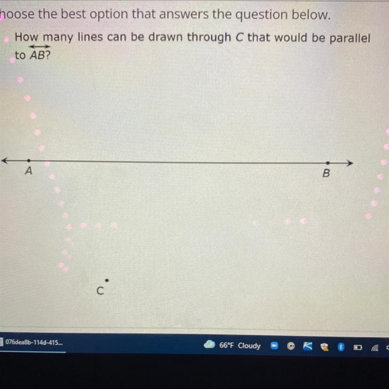 How many lines can be drawn through C that would be parallel to AB? answer choices-example-1