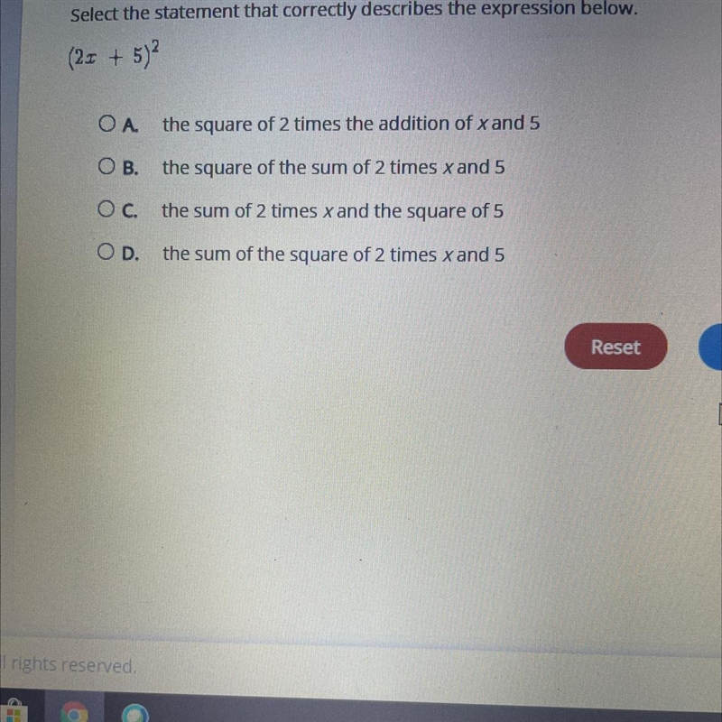 Correct description of (2x+5)^2-example-1