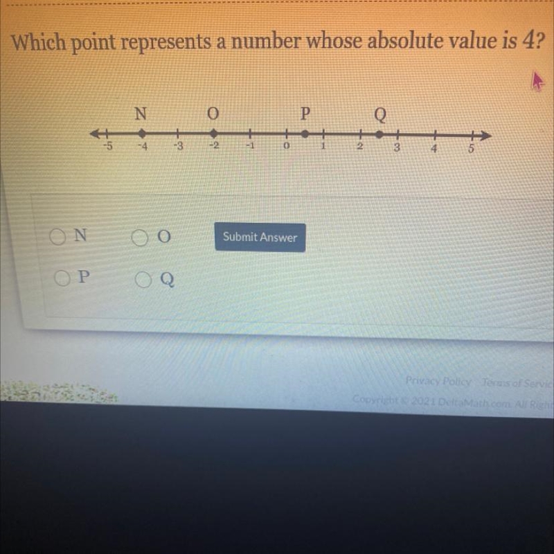 Which point represents a number whose absolute value is 4? please no links or files-example-1