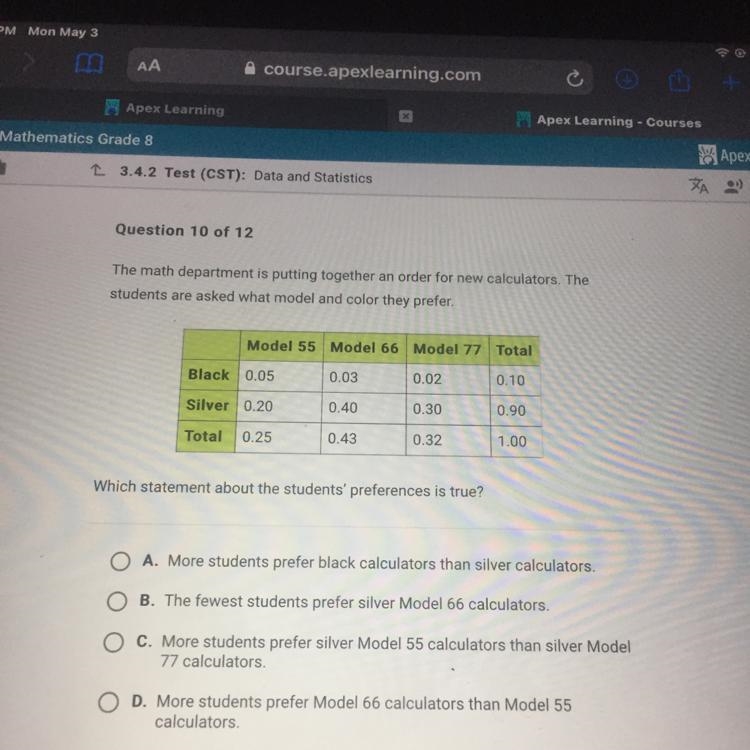 The math department is putting together an order for new calculators. The students-example-1