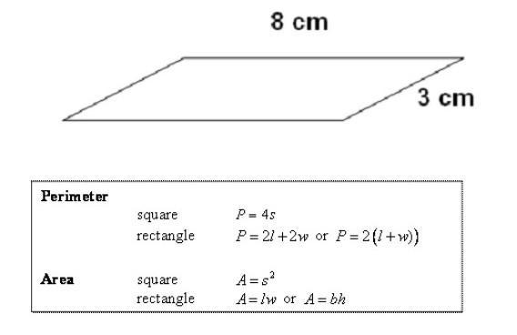 What is the perimeter of the parallelogram shown below?A.11 cmB.22 cmC.24 cmD.64 ​-example-1