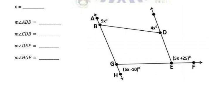 Watatatatatta 0 pts haha Solve for x and find the measure of each exterior angle. Answer-example-1