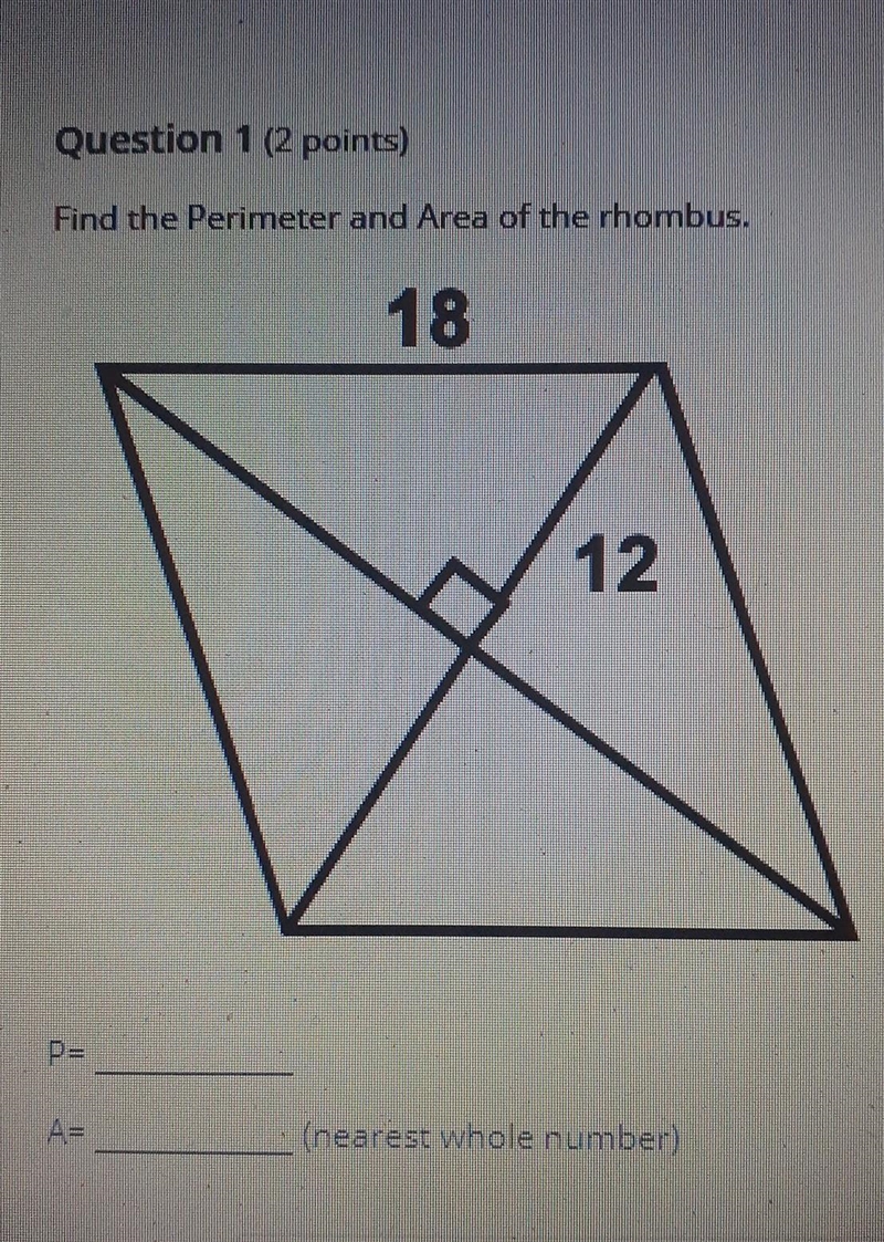 Find the Perimeter and Area of the rhombus.​-example-1