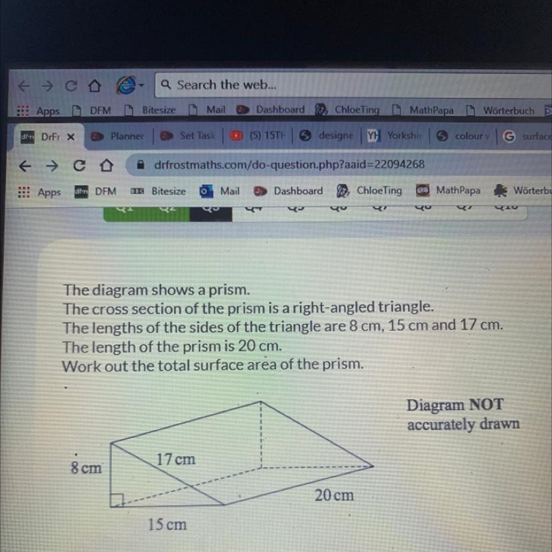 The diagram shows a prism. The cross section of the prism is a right-angled triangle-example-1